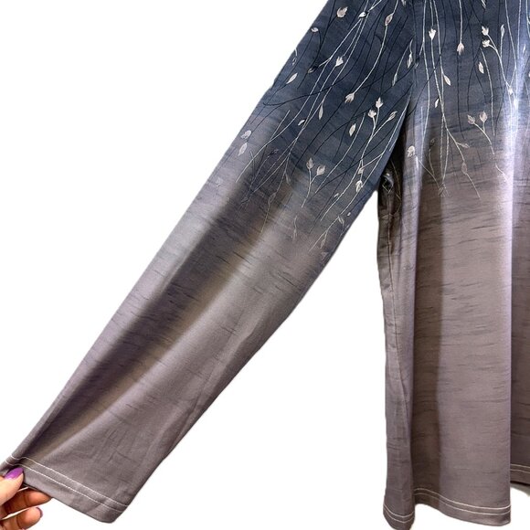 Women's Floral Round Neck Long Sleeve T-Shirt Size XL - Picture 2 of 6